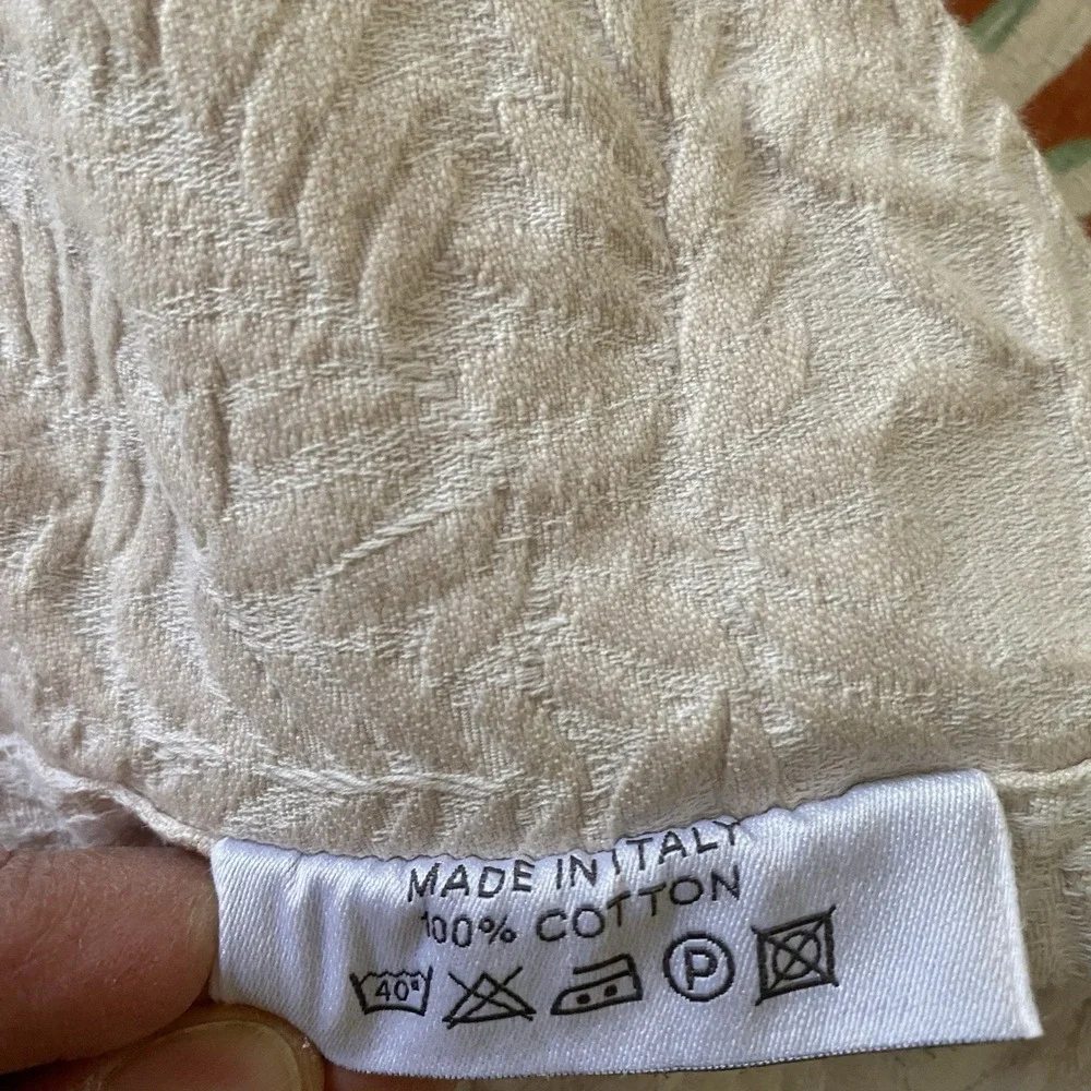 Salamander Touch Coverlet Full Ivory 96x82 Cotton Made Italy